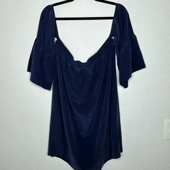 Lilly Pulitzer Sanilla blue off shoulder XL silk dress - Picture 3 of 6